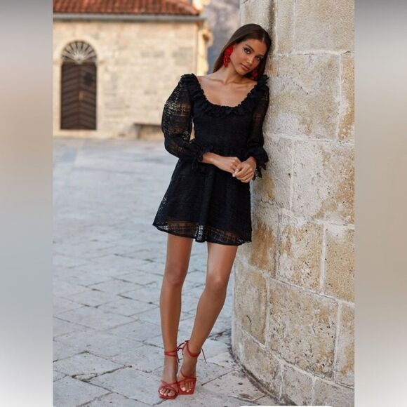 NWT Alamour Sierra Mini Black Dress Lace Size L - Picture 6 of 14